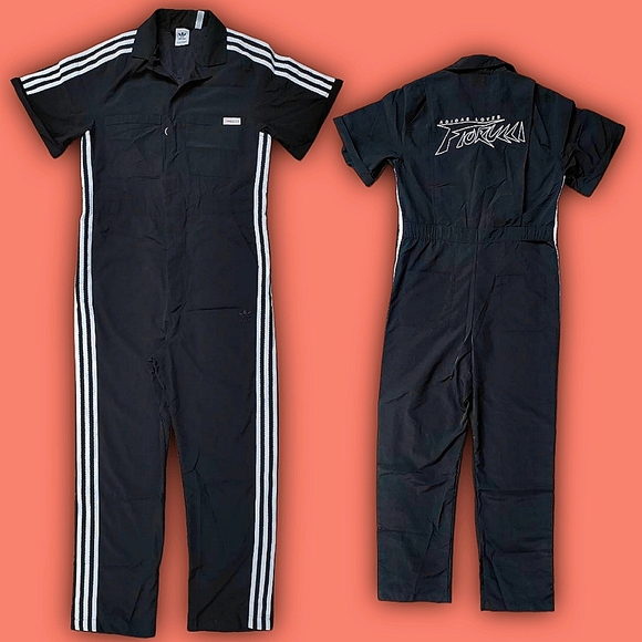 Adidas Originals x Fiorucci three stripe boiler jumpsuit sz. XL Black. Zip front - Picture 2 of 3
